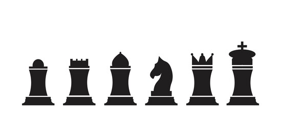 set of black and white silhouettes chess