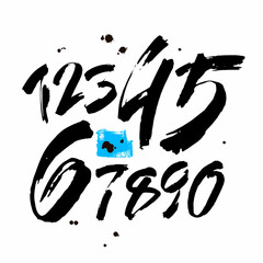 set of calligraphic acrylic or ink numbers. ABC for your design, brush lettering on a white background