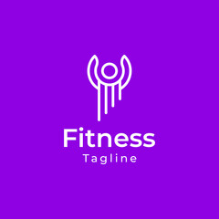 Fitness sport people line art outline logo icon
