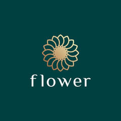 sunflower gold logo with line outline style