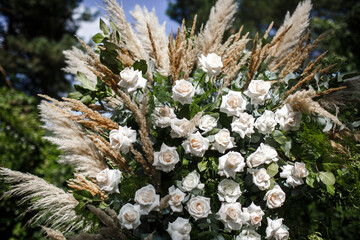Flowers at the wedding ceremony, close up