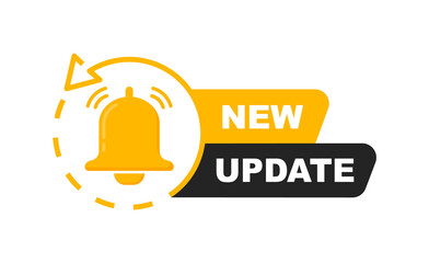 New update with bell. Modern banner with notification bell. Announcement for new update. Vector illustration.