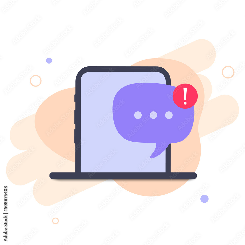 Poster new messages notification on mobile phone vector illustration, message bubble on smartphone screen i