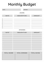 Printable Monthly Budget