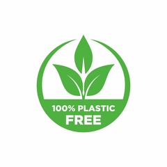 Plastic free green icon badge. Bpa plastic free chemical mark. Vector stock illustration.