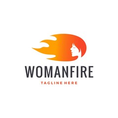 Woman fire logo design vector illustration