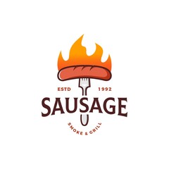 Hot sausage logo design vector illustration
