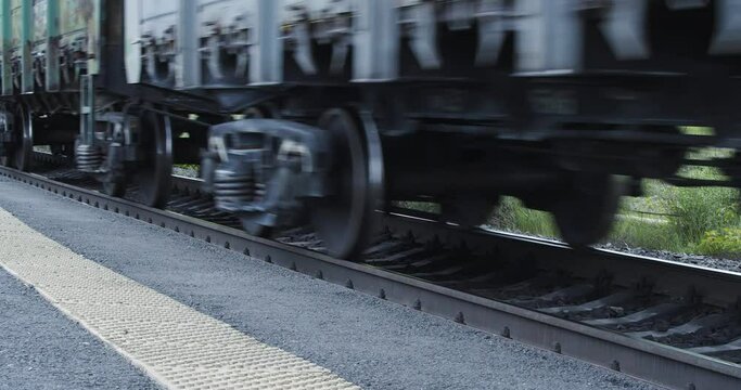 Railroad - close-up of train wheels.