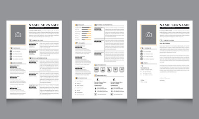 Fototapeta na wymiar Professional Resume Layouts with Cover Letter Vector Minimalist Creative cv Template