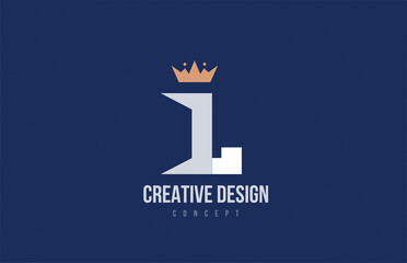 king crown L alphabet letter logo icon design. Creative template for business and company