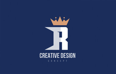 king crown R alphabet letter logo icon design. Creative template for business and company