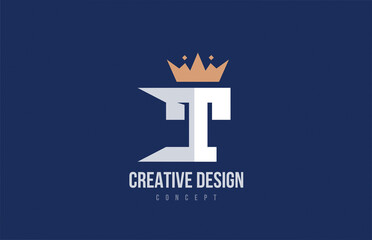 king crown T alphabet letter logo icon design. Creative template for business and company