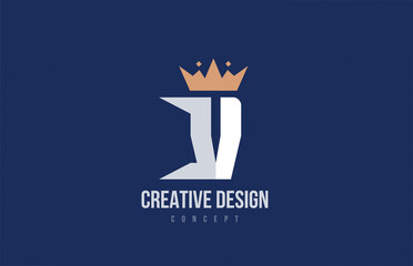 king crown V alphabet letter logo icon design. Creative template for business and company