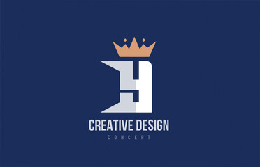 king crown Y alphabet letter logo icon design. Creative template for business and company