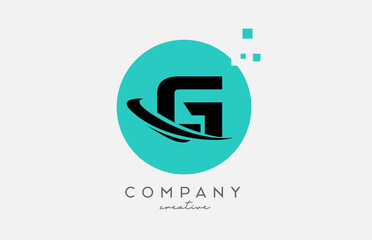 Fototapeta premium Circle G alphabet letter logo icon with dots and swoosh. Template design for a company or business