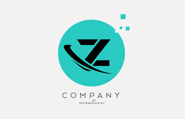 Circle Z alphabet letter logo icon with dots and  swoosh. Template design for a company or business