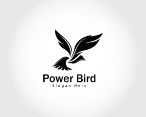 Fototapeta na wymiar power bird logo creative design concept black vector flying