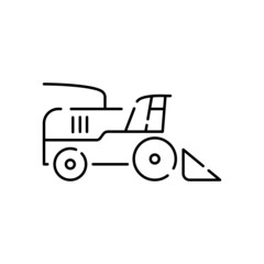 Farm and Agriculture Line Icons. Global farming and farmers. Plantation or Gardening Objects. Village. Agricultural and farm machinery. Combine harvester