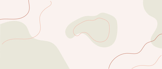 Abstract long vector banner . Trendy minimal organic shapes background.