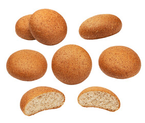 set of rye buns isolated on white. the entire image is sharpness.