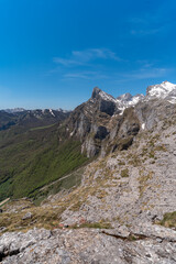 Fototapeta na wymiar Vertical composition. View from El Cable viewpoint. Picos de Europa . Cantabria. spain