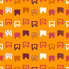Seamless pattern in vector of typical June party flags. A traditional celebration in Brazil, the São João party. This print is ideal for fabrics, paper, or layout for social media. Template background