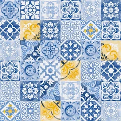 Tapeten Traditional portuguese decorative tiles. Seamless pattern. Illustration for design, print, fabric or background. © Anna