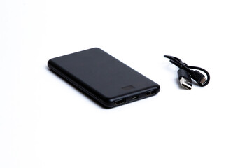 Power bank for charging mobile devices. Smartphone charger. External battery for mobile devices.
