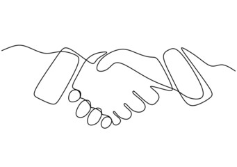 two businessmen shaking hands. Continuous one line drawing illustration vector