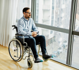 disability wheelchair disabled man handicap sitting handicapped health young wheel care invalid...