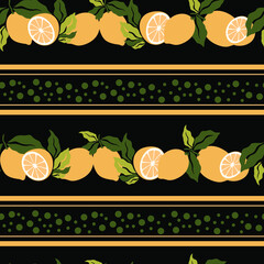 Seamless pattern with lemons. Pattern with citrus fruits. Vector graphics.