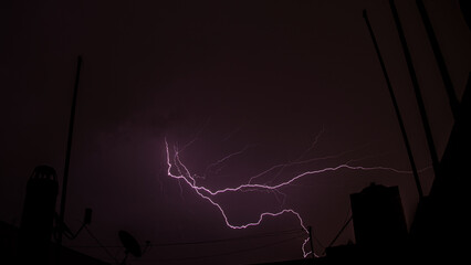 lightning in the night sky