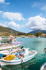 Fototapeta na wymiar fish boats in vasiliki harbor lefkada island greece