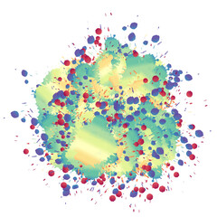 Blue, red, green, colorful splashes on white