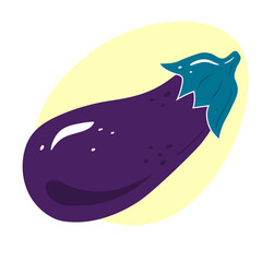 Fresh organic vegetables-eggplant. Vector illustration, Healthy vegetarian food.
