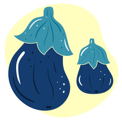 Fresh organic vegetables-eggplant. Vector illustration, Healthy vegetarian food.