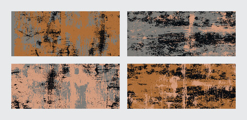 Set or rusty grunge texture horizontal banner backgrounds. Abstract colored grungy patterns.