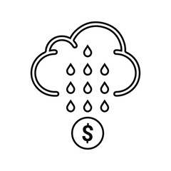 Business, cash, money rain icon. Outline vector design.