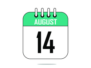 August 14. Calendar icon. Day 14 Vector illustration.