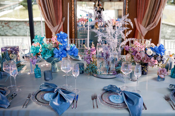 Table set for wedding or another catered event dinner