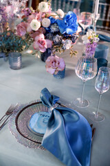 Table set for wedding or another catered event dinner