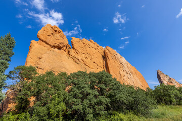 Red rock formations at Garden of the gods state park in Colorado.