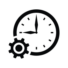 Clock, time optimization icon. Black vector.