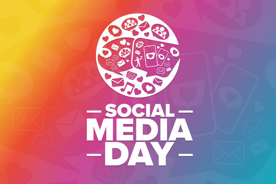 Social Media Day. Holiday concept. Template for background, banner, card, poster with text inscription. Vector EPS10 illustration. - Powered by Adobe