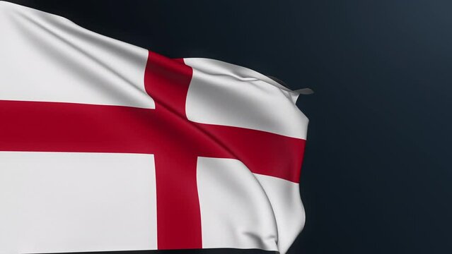 England flag. Saint George's Cross. London sign. English official identity symbol of celebration of National Day, April 23. Realistic 3D animation with waving cotton texture.