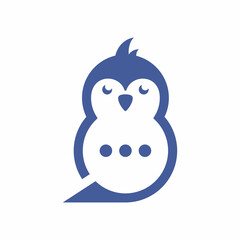 Penguin talk logo template. Isolated vector icon on white background.