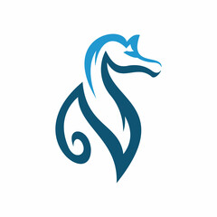 seahorse logo blue flat monogram