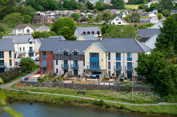 view from the top of 80 foot high keep at the stunning Pembroke Castle, looking across Pembroke town