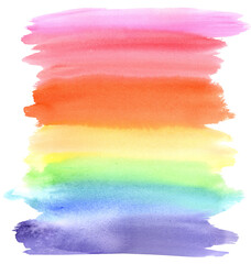 Watercolor wash stripe with rough painted edges. Rainbow LGBTQ+ pride background