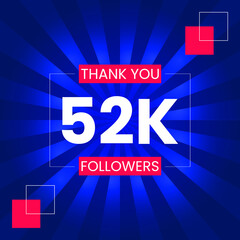 Thank you 52K Followers Vector Design Template